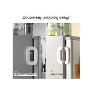 Serrure de porte de réfrigérateur, sécurité enfant, lot de 2, sans outils ni perçage (gris)
