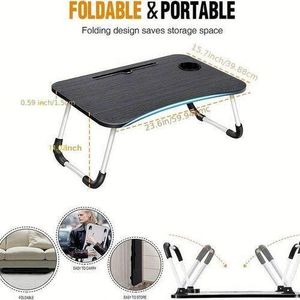 Table de lit pliable 60x40cm, bureau portable ordinateur, plateau petit déjeuner, support tablette, porte gobelet – Idéal pour Jumia Maroc