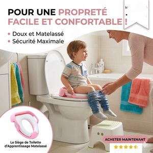 Réducteur WC Enfant avec Coussin Souple et Poignées – Siège d’Apprentissage Antidérapant avec Pare-Éclaboussures, Accessoire Sécurisé pour la Propreté des Tout-Petits