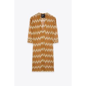 Marwa Kimono En Maille - Beige Chevron