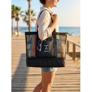 Sac de Plage en Maille avec Compartiment Isotherme, Grand Sac Cabas Voyage et Pique-Nique