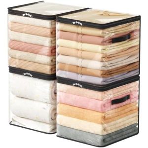 Ensemble de 4 sacs transparents à fermeture éclair pour ranger vêtements et vestes, capacité de 36 litres