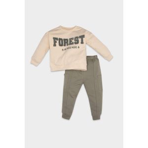 Defacto طقم بطبعة شعار قماش رقيق بياقة مستديرة من قطعتين