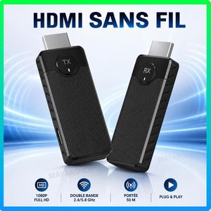 Kit HDMI sans fil 1080P avec décodage 4K – Émetteur TX et Récepteur RX Plug & Play, double bande 2,4/5,8 GHz, portée jusqu’à 50 m, faible latence pour TV, PC, vidéoprojecteur et moniteur
