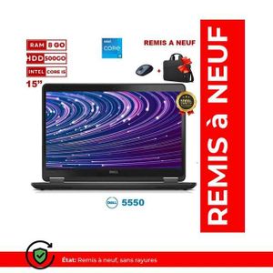 DELL PC Portable Latitude E5550-i5-8G-500 HHD-SOURIS- GRATUIT-REMIS A NEUF