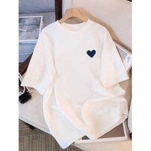 T-shirt décontracté à manches courtes pour femmes - Col rond simple, ample et polyvalent - Imprimé tendance printemps-été