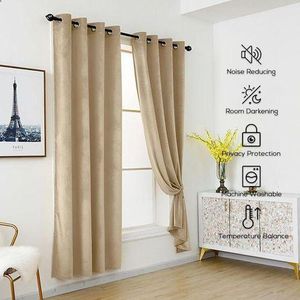 Set de 2 panneaux de rideaux velours beige 2mx 1.4m x(2 pièces)