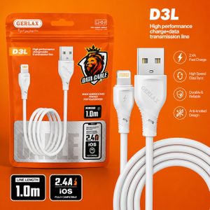 Cable  GERLAX D3L Lightning 1M – Charge & Synchronisation Data pour iPhone