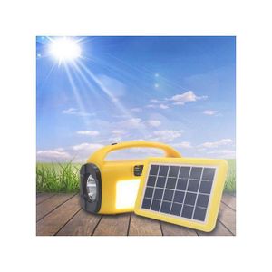 Isolar Lampe Solaire Portable  avec 2 Lampes LED, Projecteur Frontal, Éclairage Solaire Rechargeable, Torche LED pour Camping, Maison, Jardin, Pêche et Urgence