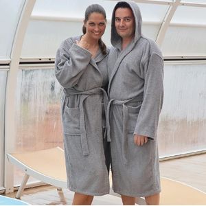 رداء حمام بغطاء للرأس، للنساء والرجال، مصنوع من قطن تيري بنسبة 100%، 400 جرام، مع حزام، وجيوب، ودش، ورداء حمام ناعم، ومنشفة