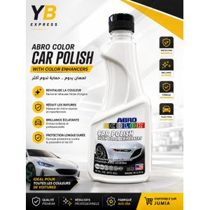 ABRO Color Car Polish Blanc 473ml – Polish Rénovateur de Peinture – Efface les Micro-Rayures – Brillance Longue Durée