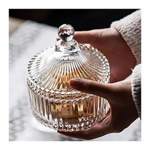 Boîte en verre cristal avec couvercle pour le rangement