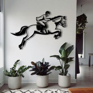 Tableau Mural en Métal - Cavalier en Mouvement - Décoration Murale 100 × 50 cm
