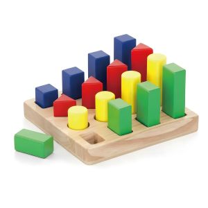 Jeu d'Encastrement en Bois - Blocs de Séquence de Formes Géométriques - Apprentissage des Couleurs et Motricité Fine - Multicolore, 3 ans et +