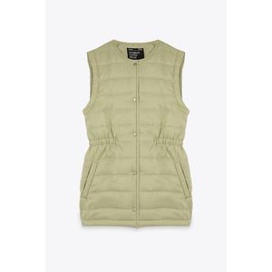 Marwa جاكيت أخضر فاتح بدون أكمام مبطن بالريش