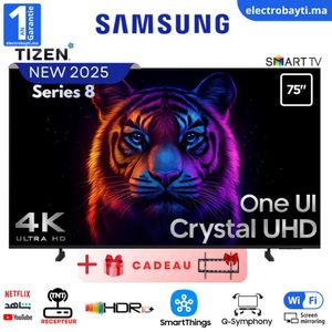 Samsung تلفزيون ذكي 55 بوصة موديل 2025 - Crystal UHD U8000F 4K - HDR10 PRO - Tizen™
