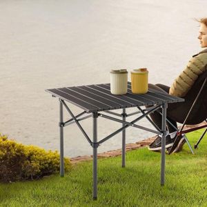 Table de camping,plage pliante portable, petite table de pique-nique en aluminium avec sac