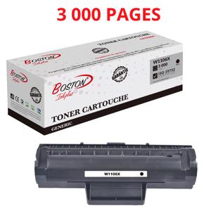 Boston Toner Compatible HP W1106X (106X) – Cartouche Laser Noir Haute Capacité – Pour HP Laser 107a/107w/107r & MFP 135a/135w/137fnw – 3000 Pages