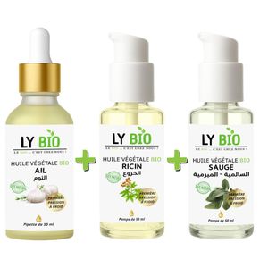 LY BIO PACK HUILE AIL 50ML - PIPETTE + HUILE RICIN 50ml - POMPE + HUILE SAUGE 50ML - POMPE