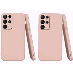 2 Pochette silicone pour Samsung Galaxy s22 Ultra Rose et Rose 