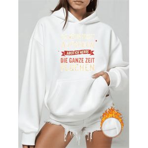 T-shirt à capuche pour femme avec imprimé de phrase de motivation allemande, nouvelle tenue décontractée et tendance, haut confortable pour le quotidien