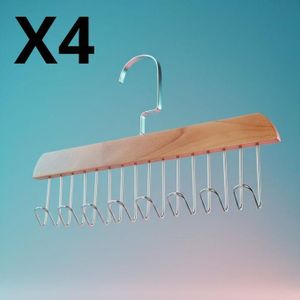 Lot de 4 cintres antidérapants à 8 crochets, gain de place, rotation 360°