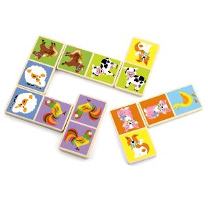 Jeu de Domino - En Bois Motifs Animaux - Éducatif pour Enfants - Multicolore 3 Ans et Plus