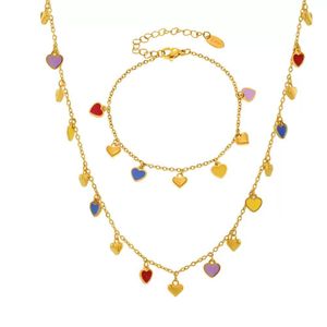 Clémentine Paris Ensemble de bijoux de luxe pour femme doré plaqué or Idée cadeau Pluie de Cœurs EGO081