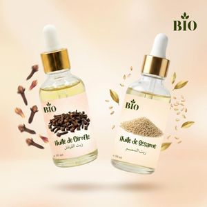 Bio Huile végétale de Girofle 50 ml et Huile de Sesame 50 ml nutrition éclat