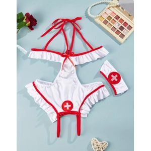 زي غرفة نوم نسائي مثير مع قصات شفافة - طقم زي للعب الأدوار