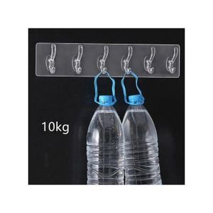 Patère murale transparente à 12 crochets, adhésif résistant et découpable