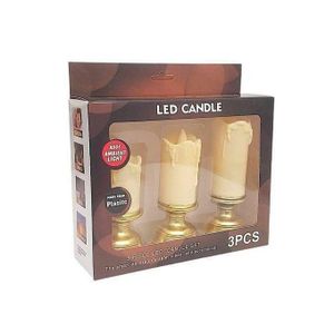 Ensemble de 3 Bougies LED Dorées avec Socle Métallisé – Bougies Décoratives Sans Flamme, Ambiance Lumineuse et Chic pour Maison, Réceptions et Cadeaux