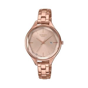 Casio SHE-4062PG-4A - Sheen Collection - Élégante et raffinée cette belle montre bronzée avec verre taillé à facettes & pierre sur 7h - 