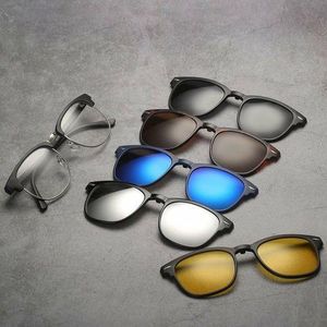 Lunettes 6 en 1 cadre en métal avec clip-on magnétique anti-éblouissement