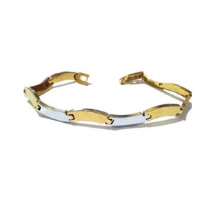 Bracelet En Acier Inoxydable Argenté + Doré Unisex Reglable