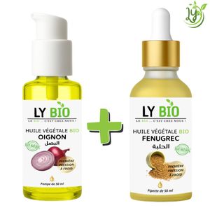 LY BIO عبوة زيت البصل 50 مل - مضخة + زيت الحلبة 50 مل - قطارة