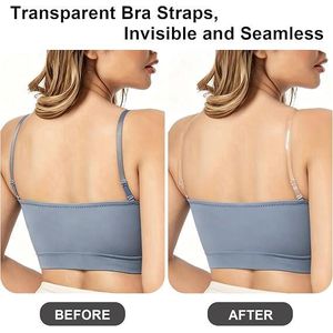 Bretelles de soutien gorge transparentes invisibles réglables et antidérapantes bretelles de rechange douces pour la peau adaptées aux soutiens gorge et aux robes sans bretelles 