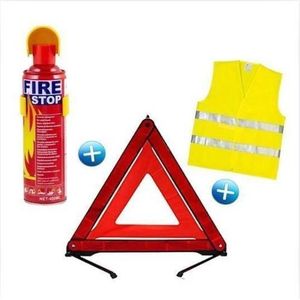 General Pack : Plaque en panne + Gilet de sécurité fluorescent + Extincteur 500 ml