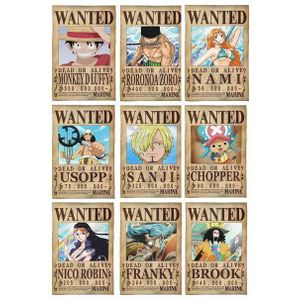 9 Poster Wanted anime manga Onee Piecee style Poster Chambre A4 avec poster cadeau 