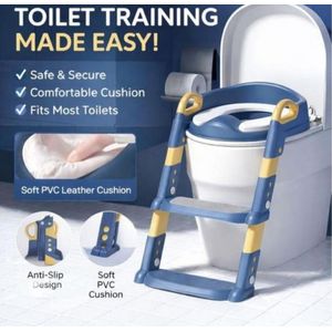 Siège de Toilette Bébé avec Échelle Pliable - Chaise d'Entraînement au Pot Réglable avec Coussin PU Confortable
