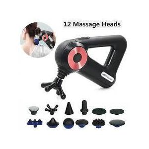 General مسدس تدليك عضلي احترافي – 12 رأس مختلف لتخفيف التوتر وآلام العضلات – جهاز مساج كهربائي متعدد الاستخدامات