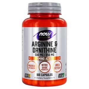 Now Foods Sports, Arginine et ornithine, 500 mg/250 mg, 100 capsules végétariennes
