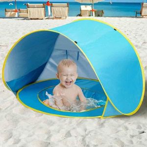 Tente de Plage Enfant avec Piscine Portable et Protection Soleil