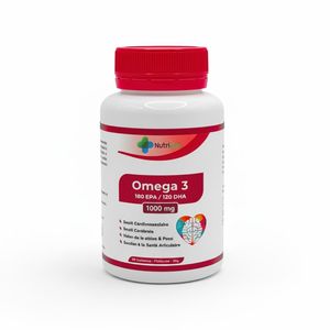Hybrid Nutrilab Oméga 3 Essentiel, Soutien Cardiovasculaire, Fonctions Cérébrales & Bien-être Général, 60 Gélules