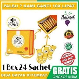 Organic ASSAL // Miel extra fort pour hommes, Miel Bio brut avec polen d'abeille naturel royal, herbes melangees 100 % pures (paquet de 24 sachets)