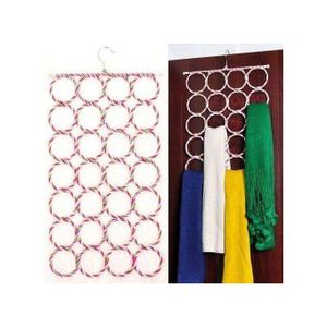 Porte-écharpe porte-foulard en corde à 28 anneaux, Cintre foulard ceinture et cravates