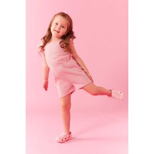 Defacto Combinaison courte sans manches à carreaux froissés pour bébé fille - A8507A5 - Rose Clair