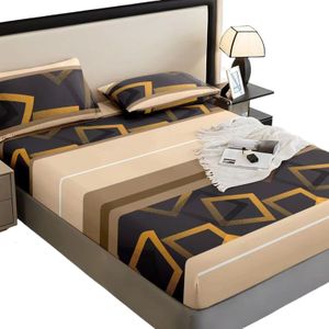  Drap housse de lit Imprimé 200x160 cm ,Doux, Confortable + 2 taie d'oreiller (3 pieces)
