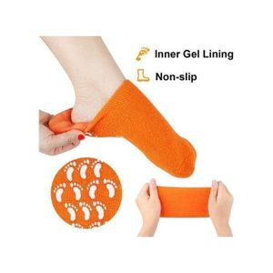 Chaussettes hydratantes en gel pour femmes et hommes, soin des talons fissurés, Orange