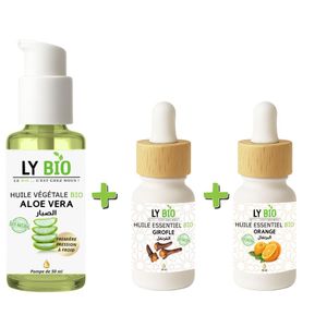 LY BIO PACK HUILE ALOE VERA 50ml - POMPE + HUILE ESSENTIEL GIROFLE 10ML + HUILE ESSENTIEL ORANGE 10ML
